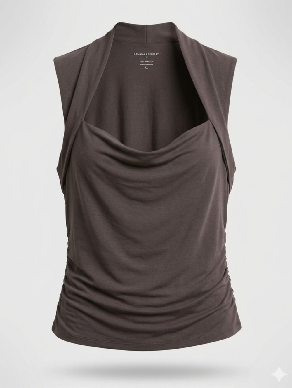 Banana Republic Top Square Neck Side Shir Dark Brown Sleeveless Shell Sz XL *NWT